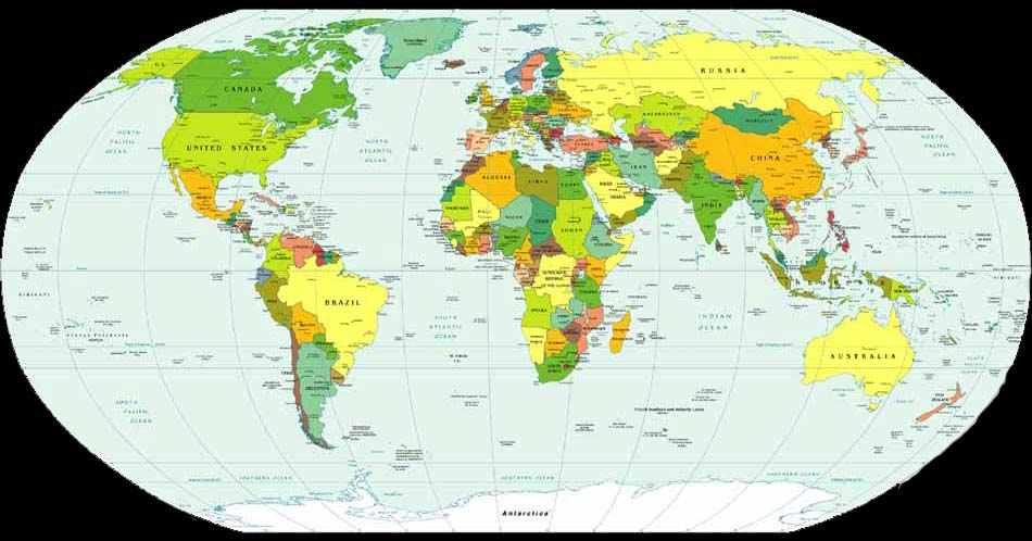 Look at a world map.
